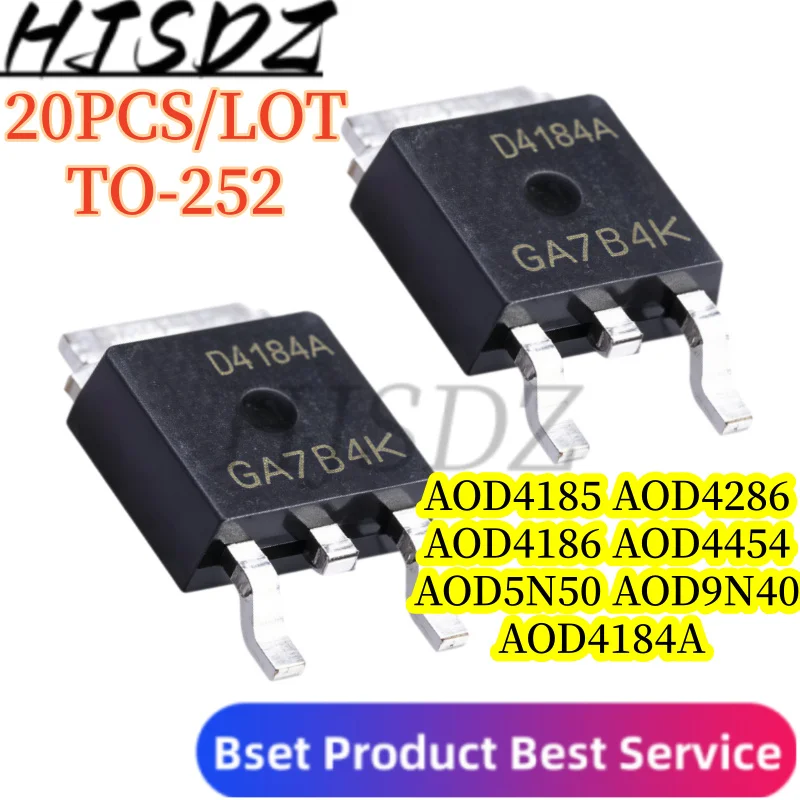 TO-252 AOD4184A【20PCS/LOT】AOD5N50 AOD9N40 AOD4185 AOD4186 AOD4286 AOD4454 D4185 D4186 D4286 D4454 AOD4185A AOD4186A