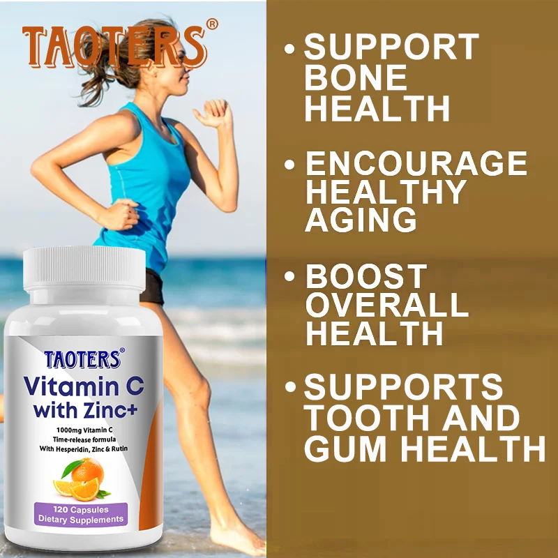 Vitamin C Zinc Capsules, with Vitamin C 1000 Mg and Zinc 5 Mg for Immune Support, Antioxidant Power and Energy Production