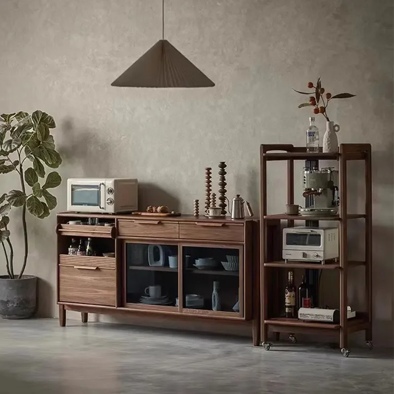 North American black walnut dining side cabinet kitchen small household modern simple restaurant wine cabinet solid wood locker
