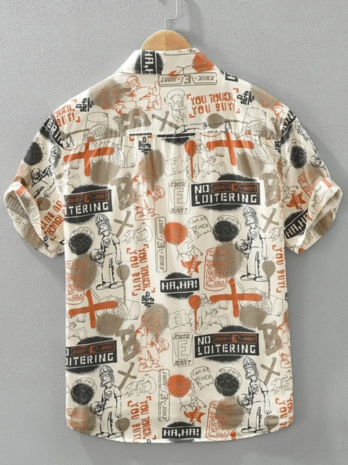 Luxury Graffiti Print Loose Fit Short Sleeve Men's Shirt Jacket Versatile Artistic Casual Top Summer Breathable Sun Protection