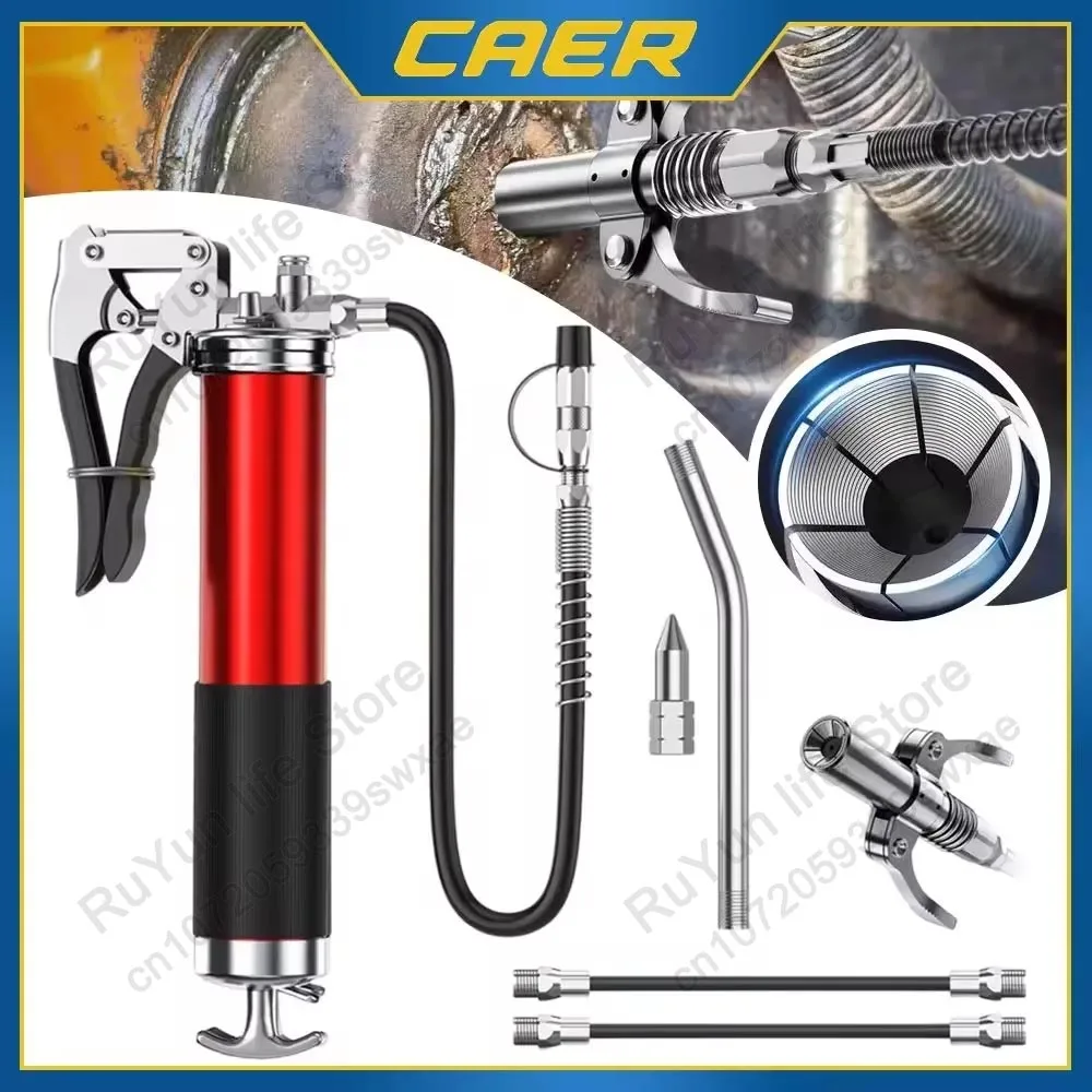 7000PSI Oil Grease Gun Kit Manual Pistol Grip High-pressure Pumping Coupler 400CC Greasing Injection Heavy Duty Maintenance Tool