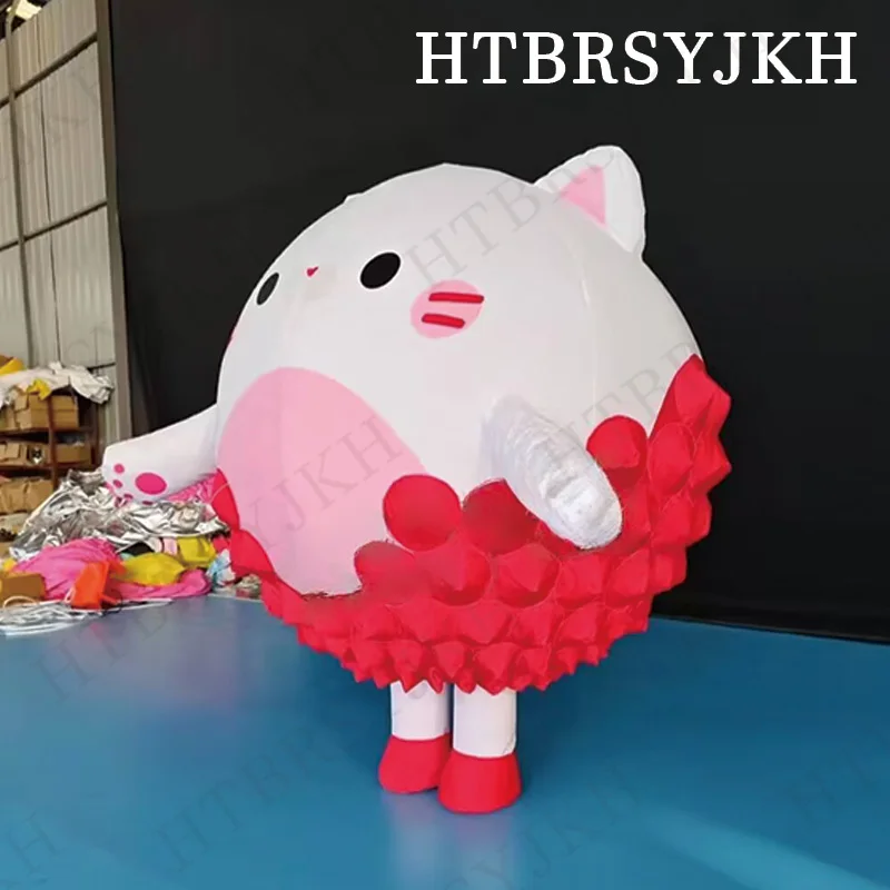Giant Inflatable kitten lychee with blower, animal and fruit air model, outdoor large-scale event decoration prop