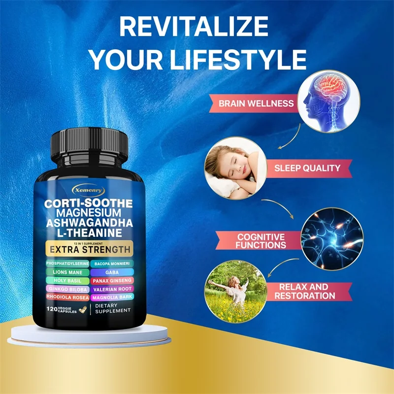 Corti-Soothe Cortisol Supplement with Magnesium, Ashwagandha, L-Theanine - Manage Stress, Maintain Calm & Support Adrenal Health