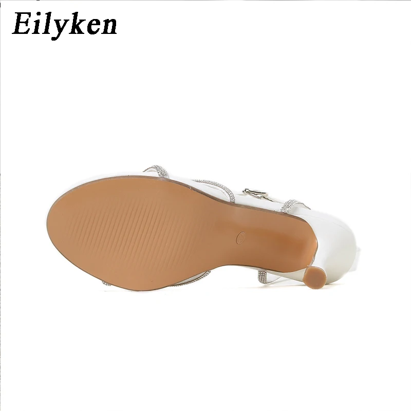 Eilyken Fashion Design CRYSTAL Buckles High Heels Sandals Females Peep Toe Clip-On Strappy Ankle Strap Pole Dancing Women shoes