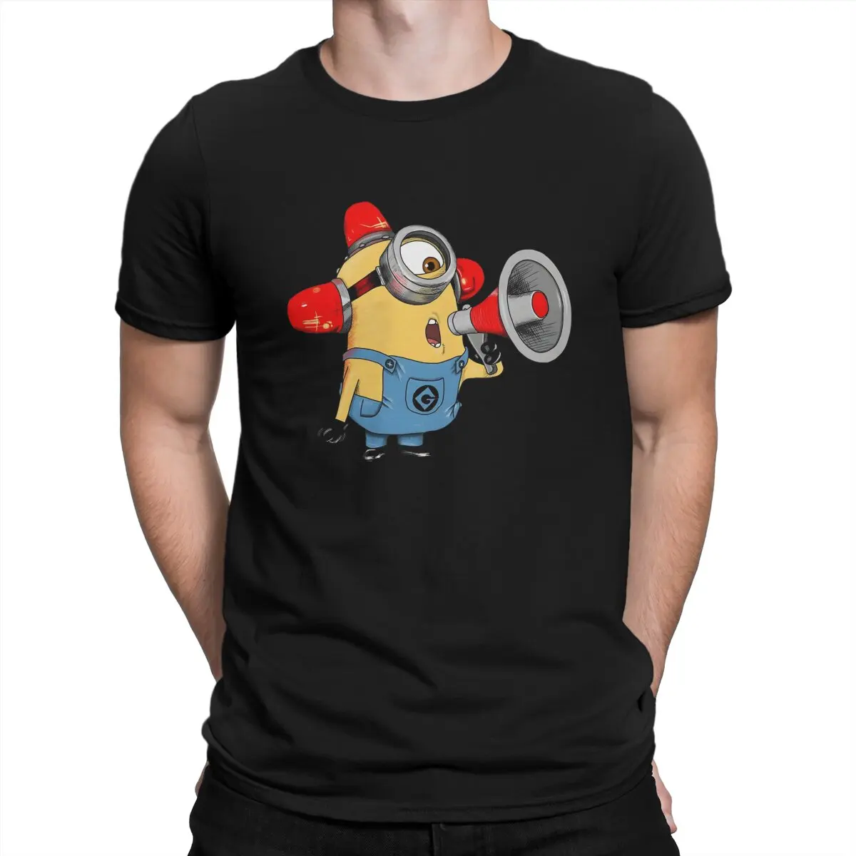 Men's T-Shirts Speaker Sticker Vintage Pure Cotton Tee Shirt Short Sleeve M-Minions T Shirts Round Neck Clothes Unique