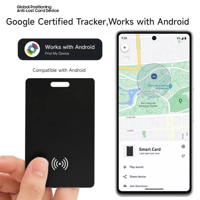 

Android tracker card global positioner card locator ultra thin wallet tracker works with google find my device google's find hub