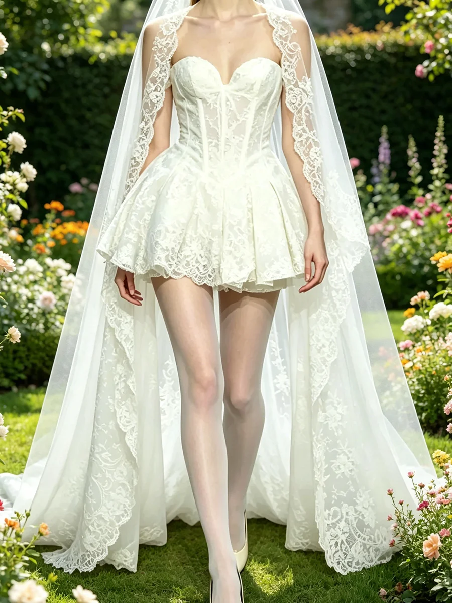 

Elegant Sweetheart Corset Sleeveless Pleat Mini A-Line Bride Wedding Dresses Bridal Gowns Customized