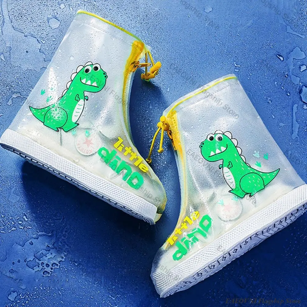 

1 Pair Children Rain Overshoes Wear-resistance Animal Print Shoe Covers Non-slip Portable Kid Waterproof Overshoes for Outdoor