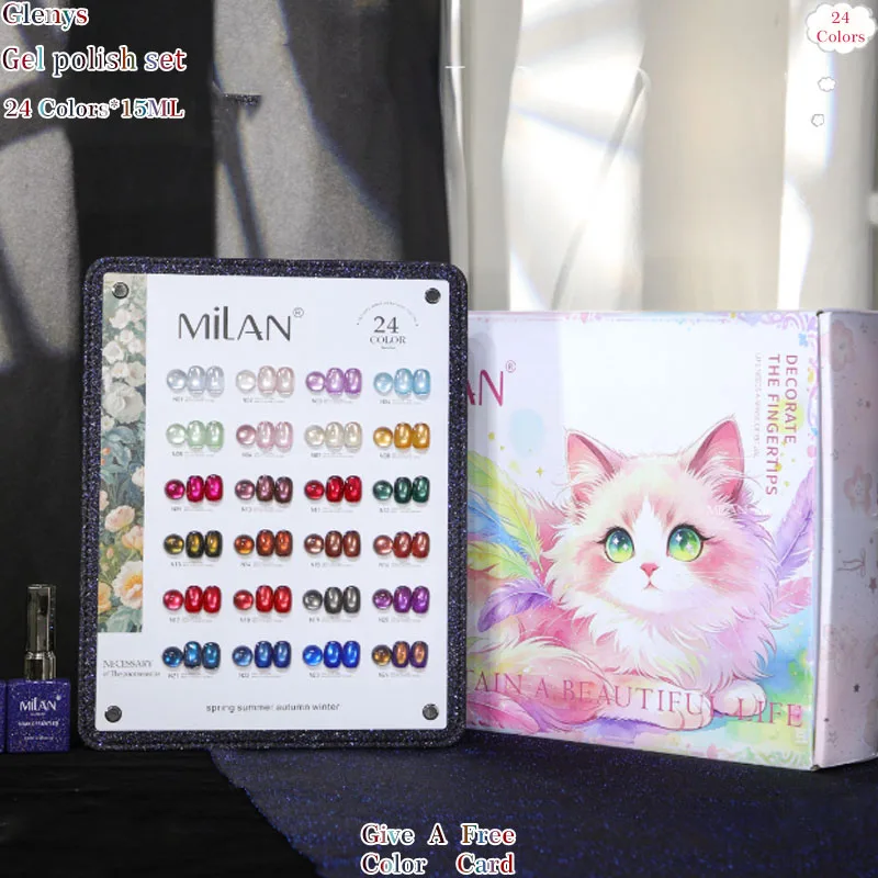 Glenys24 cat's eye nail polish gel net red popular immersion gel color matching card factory direct sales nail salon varnish set