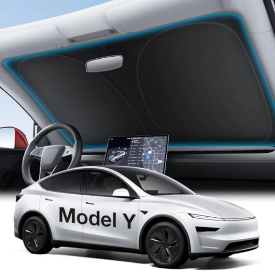 

New Model Y Accories Windshield Sunshade [OEM Design, Sun Blockage] Foldable Heat Insulation Sunshade with Storage Bag, for Mod