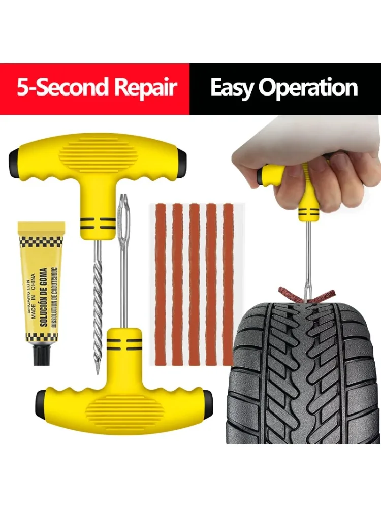 AliExpress NONE Car Tire Repair Tool Kit Vacuum Tyre patches maintenance special tool with Rubber Strips Glue Auto Bike Motorcycle Puncture Plug