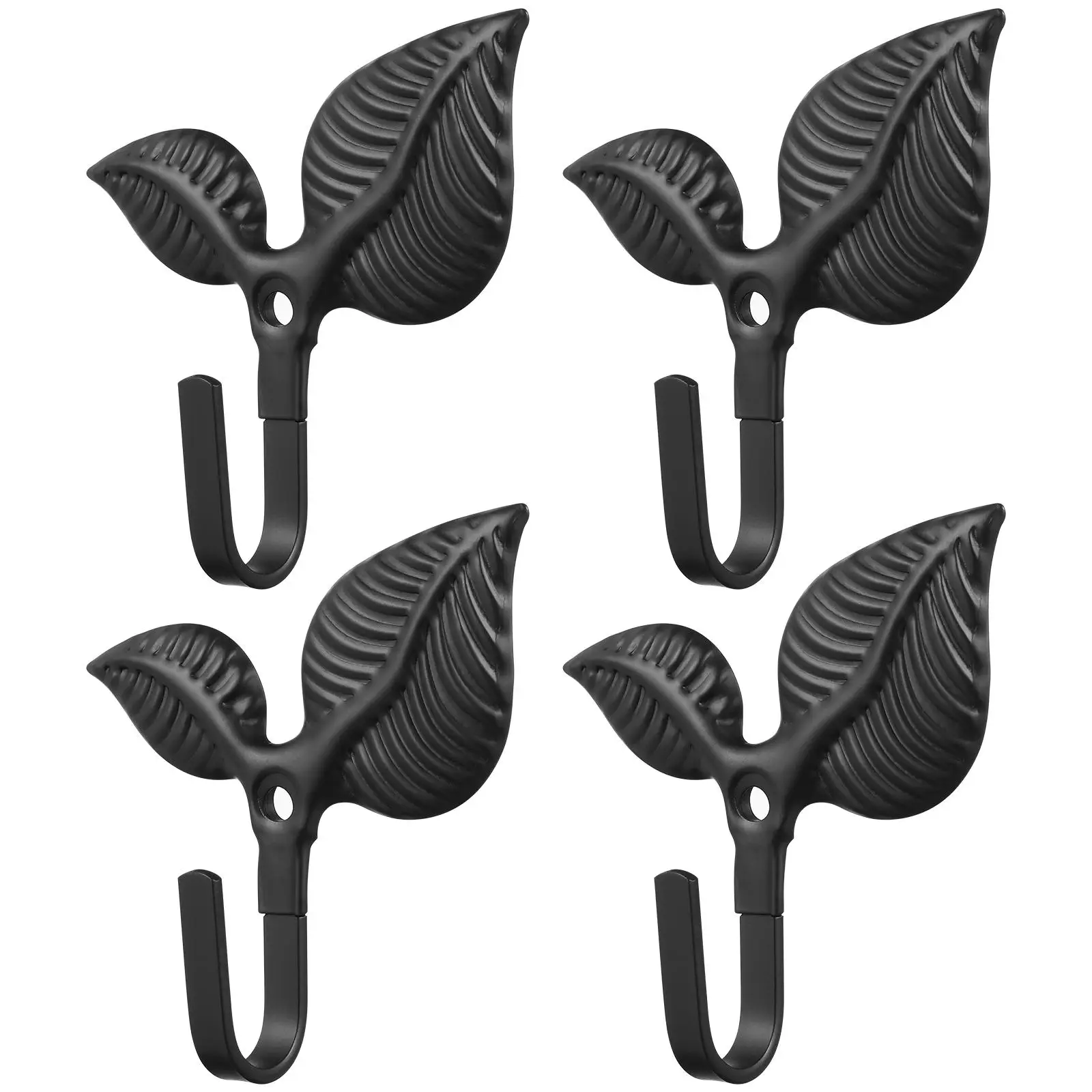 

4 Pcs Outdoor Retro Hook Hangers for Clothes Black Hooks Mounted Interesting Metal Hand