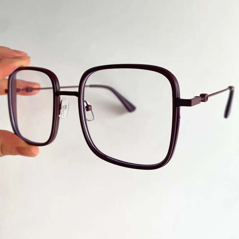 Gafas de protección contra luz azul para mujer, anteojos ópticos de Color rojo vino, gafas Retro, marco cuadrado de aleación de Google Ornamental