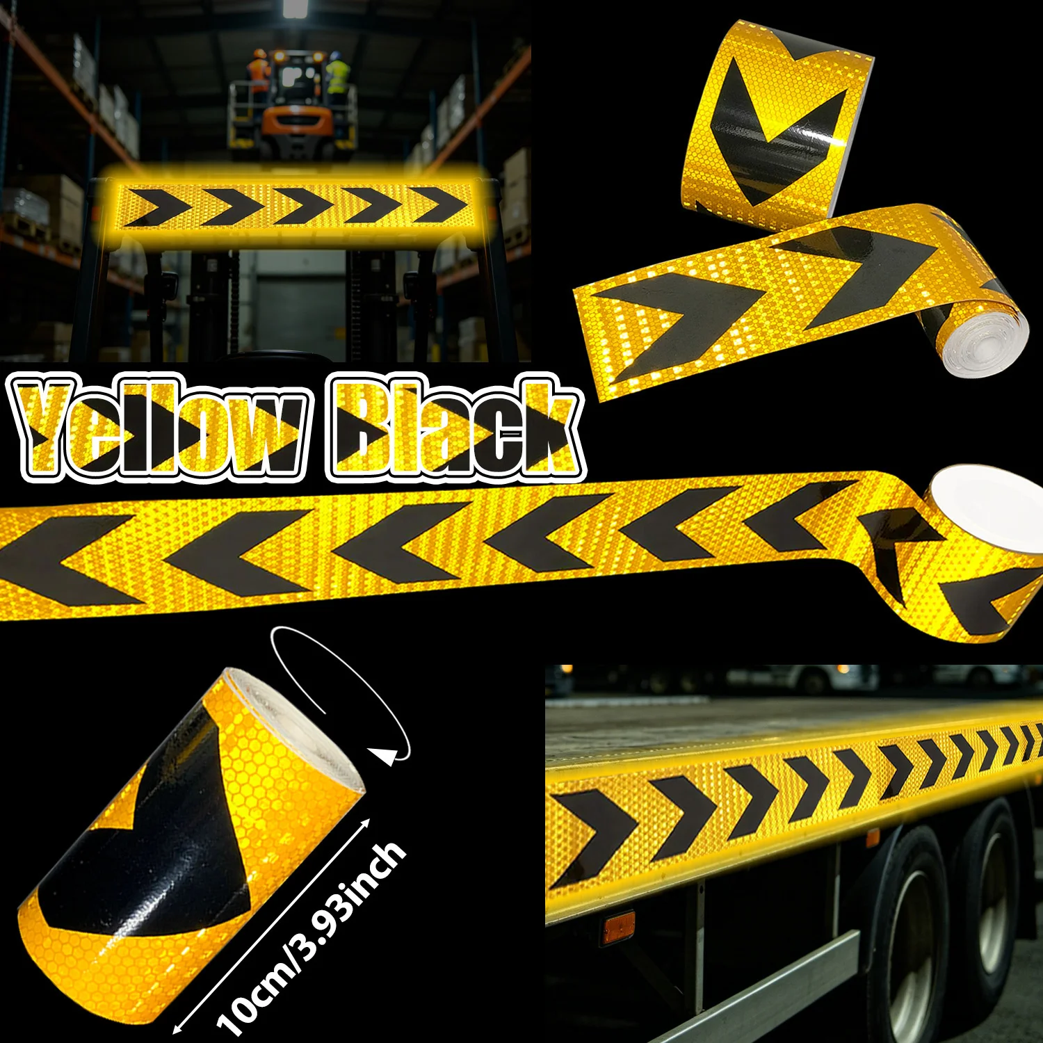 10CM Arrow Reflective Tape Car Sticker Safety Warning Mark Self Adhesive Tape