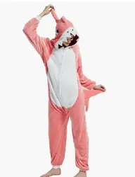 Anime Adult Pink Shark Cosplay Halloween Costumes Onesies Nightgown Xmas Carnival Funny Pajamas Kigurumi