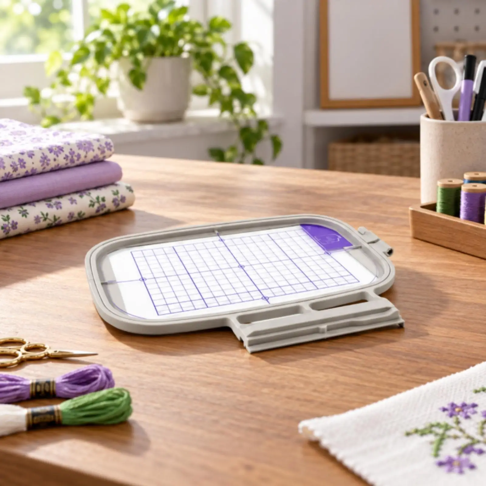 Embroidery Frame for Universal Creative Embroidery Machines with Mounting Rail and Grid Lines for Precise Design Placement in