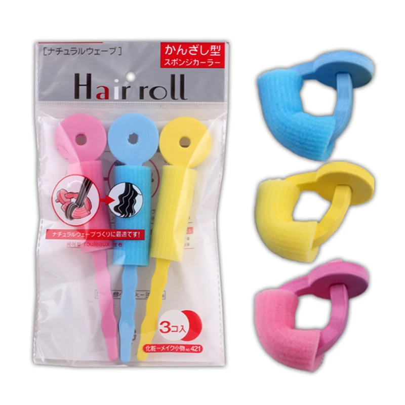 3ชิ้น/เซ็ตยืดหยุ่นฟองน้ำลูกกลิ้งผมจัดแต่งทรงผม Curlers ฟองน้ำ Curlers ผมจัดแต่งทรงผมไม่มีผมความร้อน Rod ลูกกลิ้งสำหรับผู้หญิง