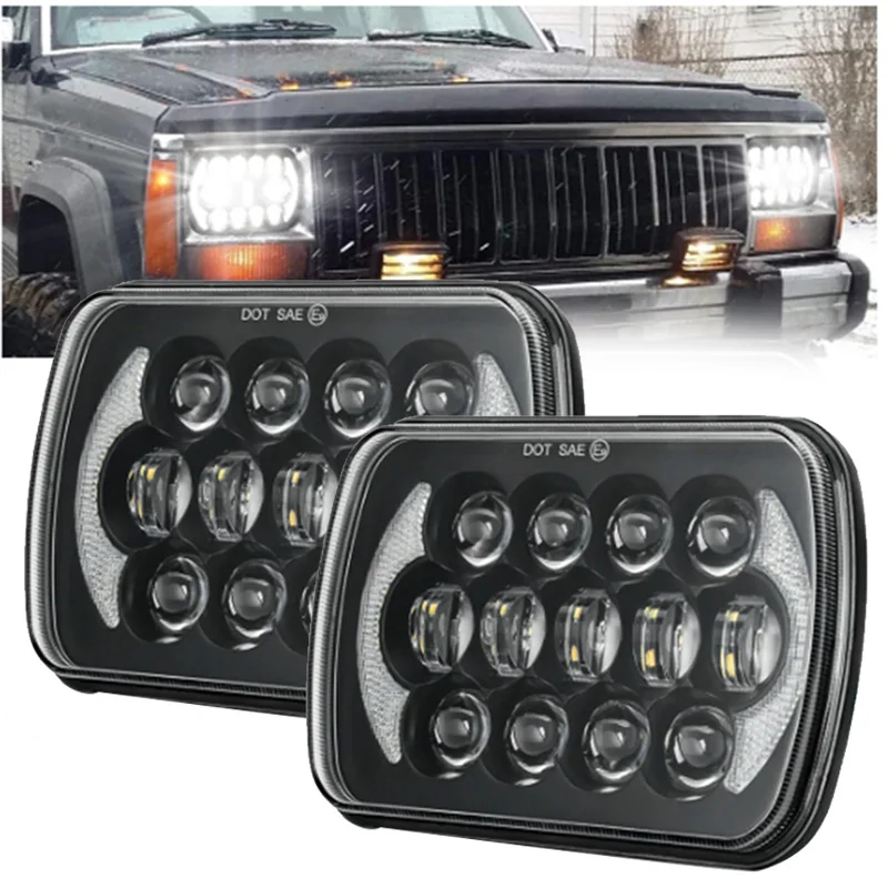 

2pc 85W DRL 7X6 5X7 Led Headlights For Jeep Wrangler YJ Cherokee XJ H4 Plug H6054 Headlight H5054 6052 Car Accessories