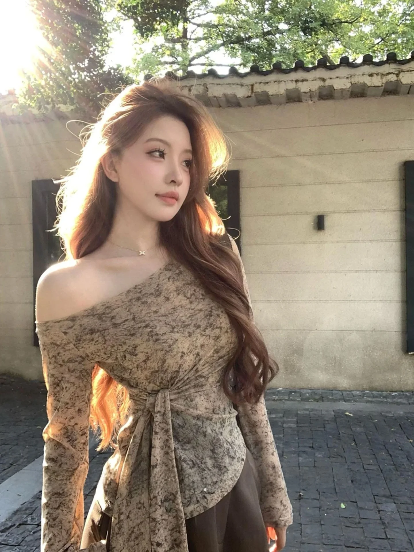 

Ele Long Sve Knitted Sweater Women's Asymmetrical oulder Design Slim Fit Autumn Faion Casual Sle Regular Length