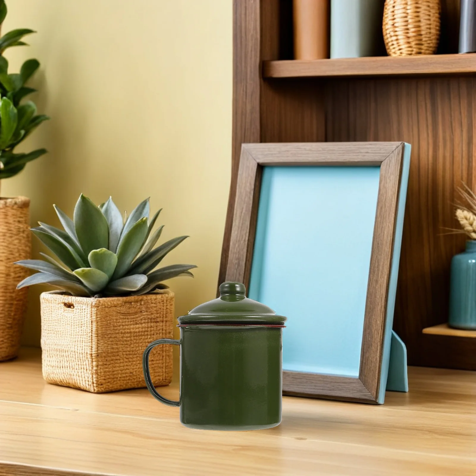 

2 шт., эмалированные стаканчики в стиле ретро, большие кофейные кружки для домашнего офиса, кемпинга, завтрака, простой стиль, портативная чашка для воды, прочная кружка для молока