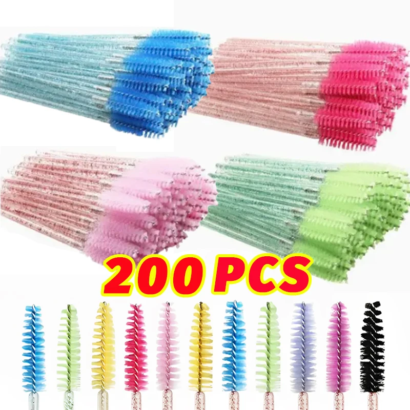 50-200Pcs Disposable Crystal Eyelashes Brush Comb Eyebrows Colorful Spiral Mascara Wands Brushes Makeup Beauty Applicators Tools