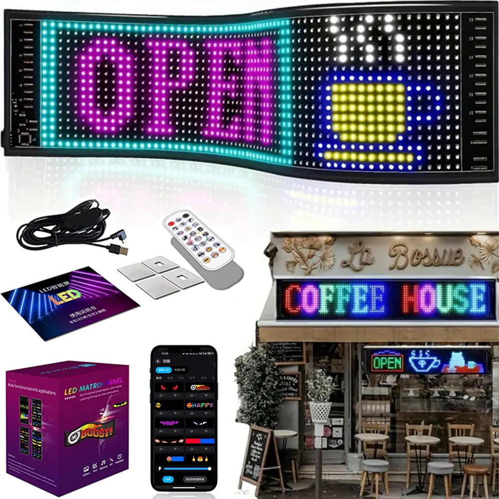 

Светодиодная панель с дистанционным управлением, гибкий дисплей, RGB светодиодная матричная пиксельная панель, приложение Bluetooth, рекламный экран автомобиля, декоративный