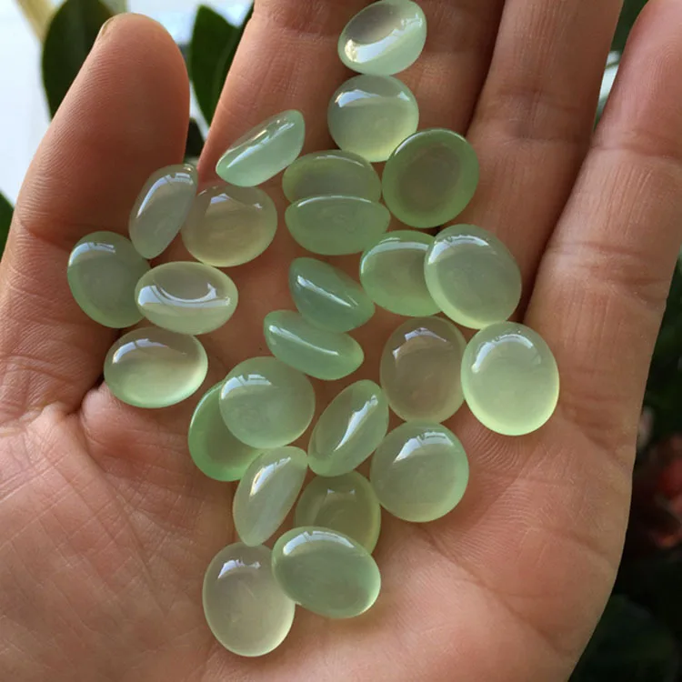 Wholesale 4pcs/pack Natural Light Green Agate Carnelian 8x10mm 12x16mm 13x18mm Oval,8mm Round Gemstone Jewlery Cabochon for Ring