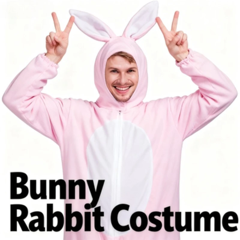 

Взрослый розовый кролик, пижама с животными, сценический костюм на Хэллоуин, реквизит для вечеринки, наряд