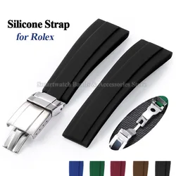 20mm Silicone Watch Strap for Seiko for Rolex for Submariner for Daytona for Oysterflex Waterproof Rubber Bracelet Accessories