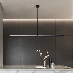 One-shaped Tube LED Chandelier Simple Linear Chandelier Bedroom Living Room Dining Room Hanging Lamp Home Decoration Lighting