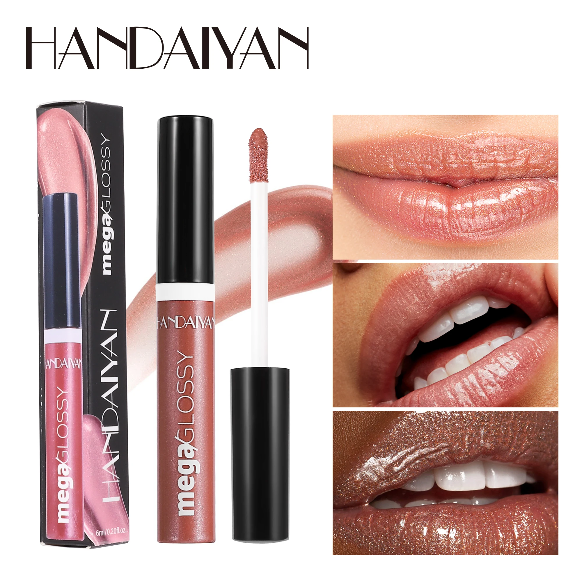 Handaiyan Lip Gloss Crystal Glitter Lip Glaze Tint Lipstick Liquid Waterproof Moisturize Shimmer Shiny Lipgloss Makeup