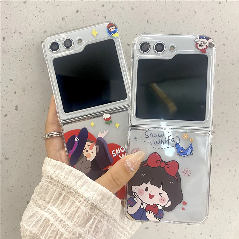 Anime Snow White Mickey Korean Disney Donald Duck Minnie Mouse For Samsung Galaxy Z Flip Fold 3 4 5 Cover Phone Case Gift