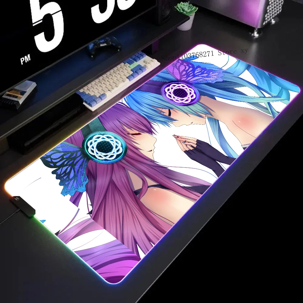 

Megurine Luka Hatsune Miku Anime Girl Mousepad XXL RGB Gaming Mouse Pads HD Black Gamer Accessories Large LED