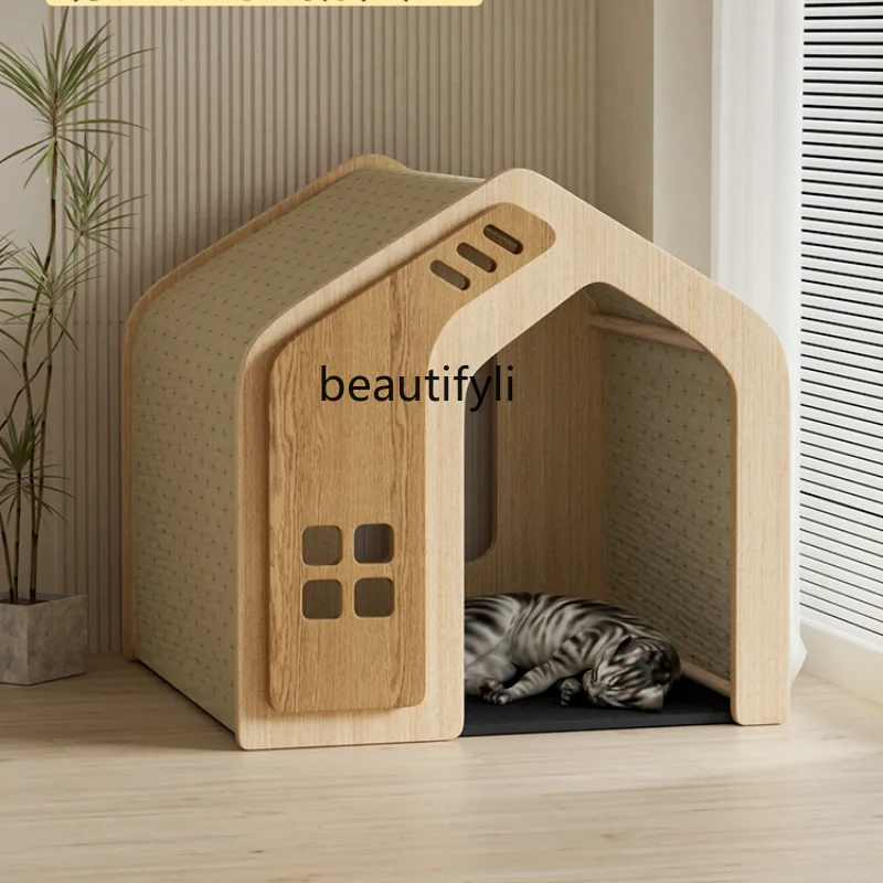 Solid Wood Pet Cat Kennel Four Seasons Universal Small and Medium-Sized Dogs Dog House