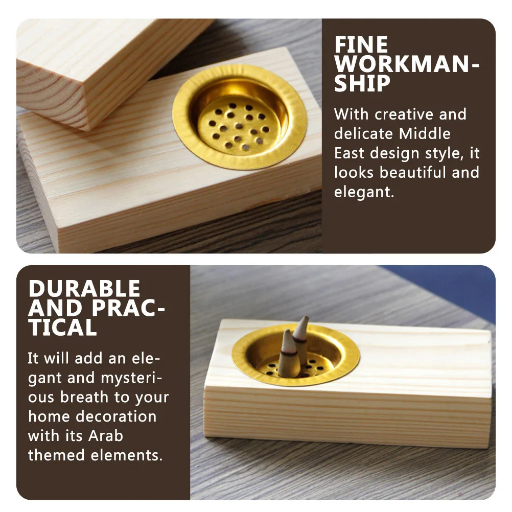 

Wooden Aroma Incense Burner Fine Craftsmanship Rectangle Censer for Living Room Hotel Decor Retro Style Home Fragrance Furnace