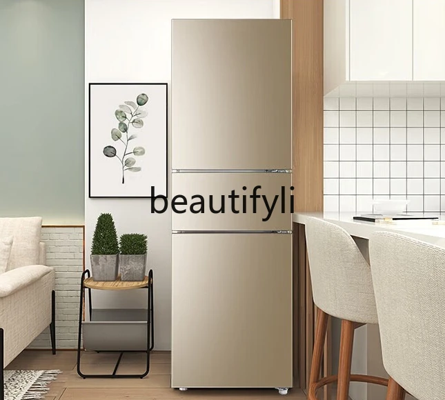 Kühlschrank für den Haushalt mit drei offener Türen, ultradünn, klein, mittelgroß, luftgekühlt, frostfrei und dünn