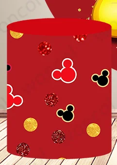 Mickey Mouse Circle Backdrop Boy Birthday Baby Shower Backdrop Disney Mickey Mouse Round Cylinder Cover Party Decor Photo Prop