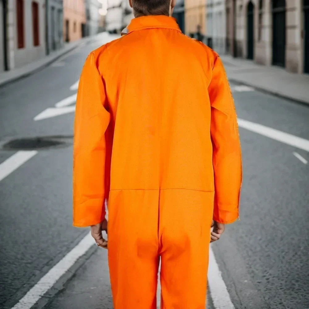 1 قطعة زي سجين تأثيري زي السراويل رجل وامرأة بذلة الكبار البرتقال السجن موحدة الكبار هالوين زي حفلة الدعامة