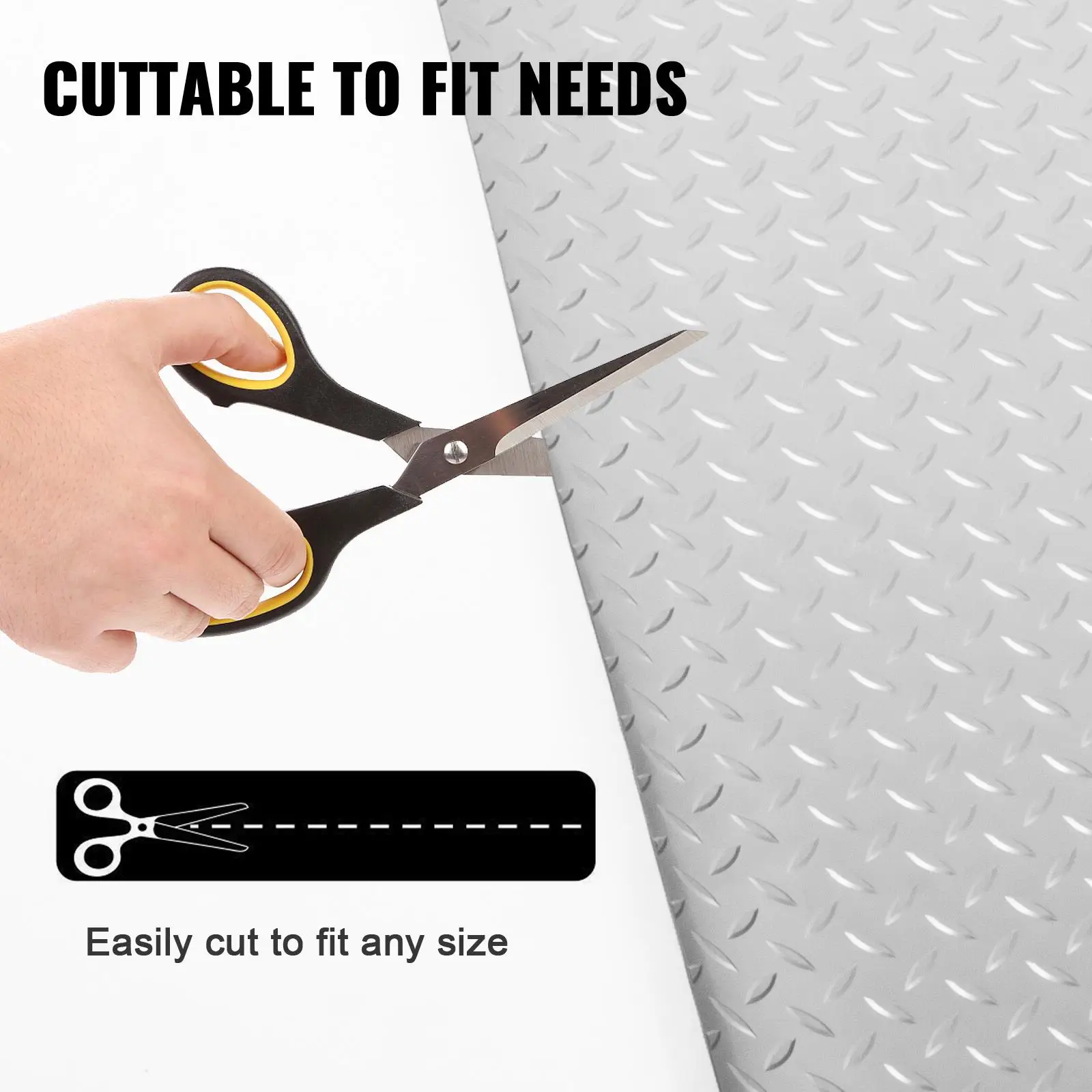 Garage Floor Mat, 228.35 x 59.05 inch PVC Garage Flooring Roll, Non-slip Texture, 93.65 sq.ft Covering Space, Garage Mats for under Cars, for gyms Boats Car Trailer, Silver
