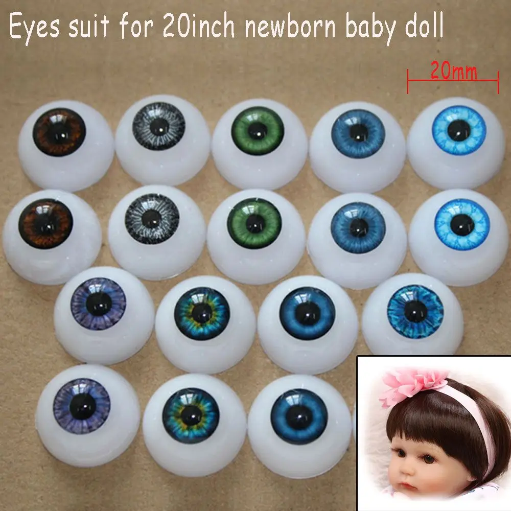 1pair Realistic Half Round Hollow Back Fake Eyes Eyeballs DIY Halloween Prop Horror Mask Doll Bear Animals Making 20mm