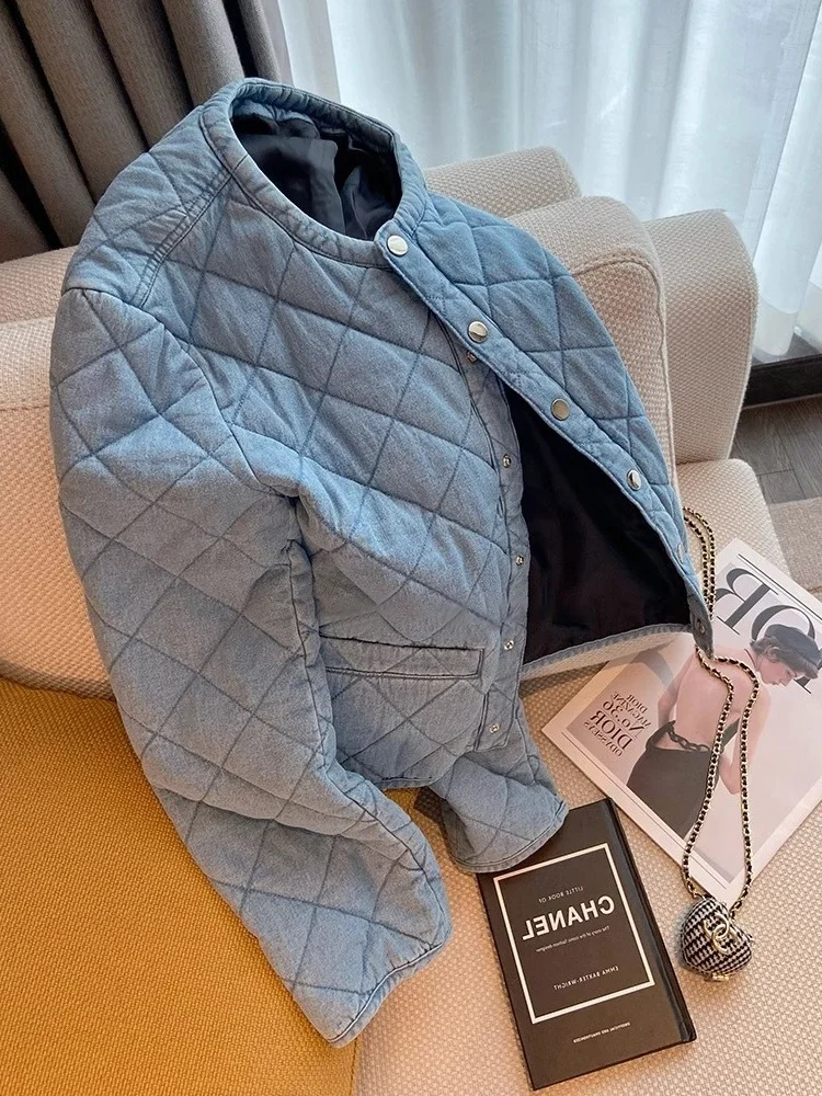 

Ele Casual Cotton Jaet round Ne Women's Sle Soft Wind Personali Match All Winter Faion Classy Gentle Wind