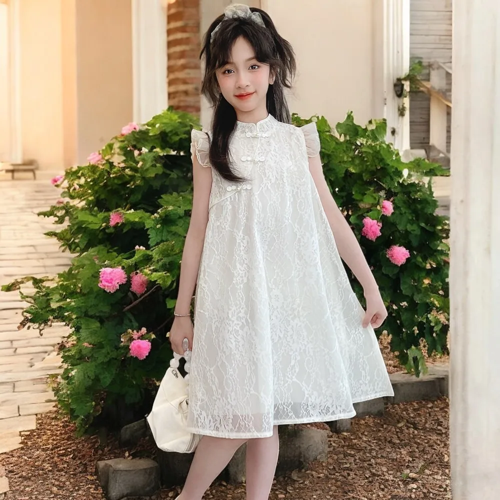 Kids Floral Lace Dresses for Girls Party Costumes Teenagers Clothes Princess Summer Sleeveless Children Outfits 4 6 8 9 12 Years