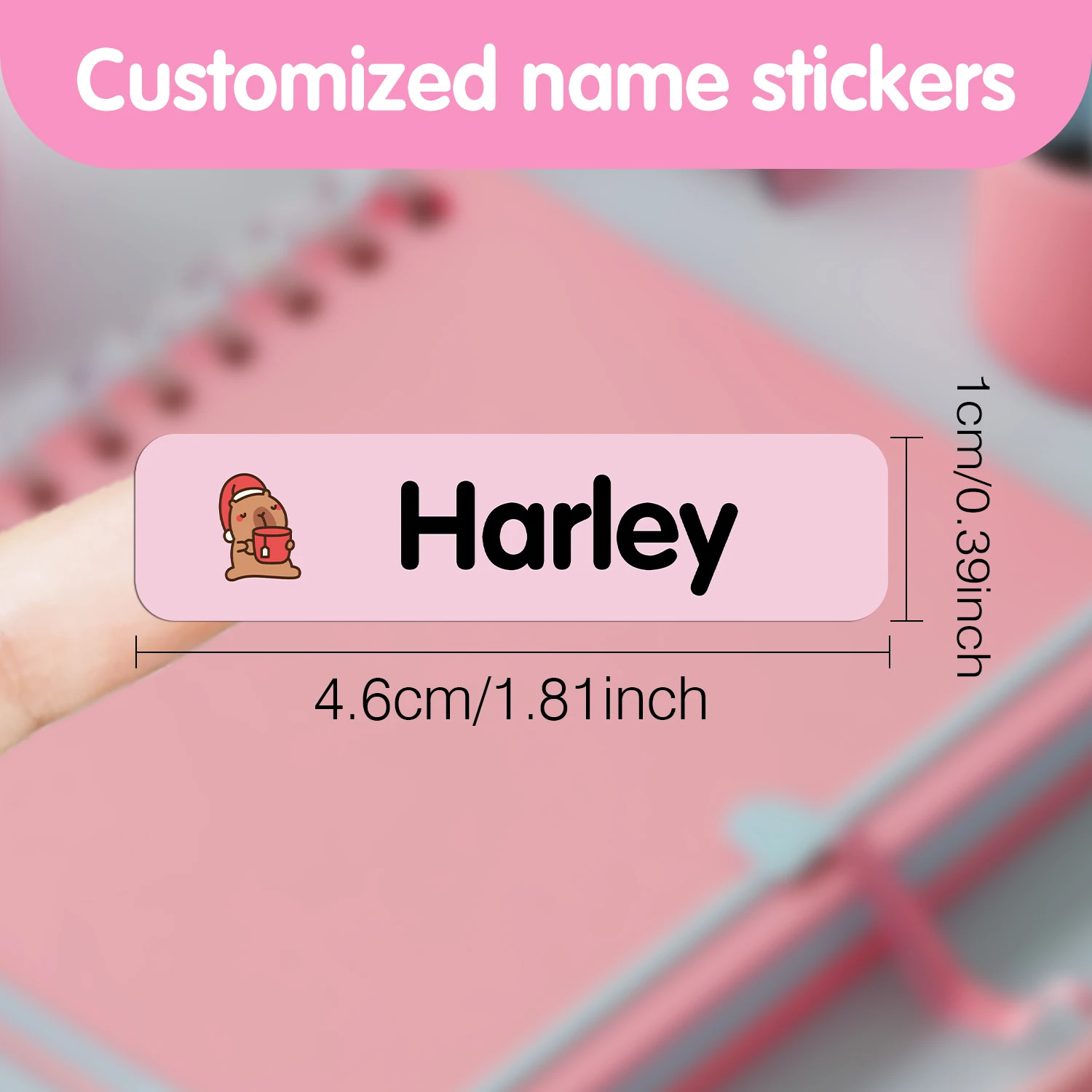 Custom Waterproof Name Christmas Animal Labels For Kids Personalized Stickers For Pencil Water Bottles Backpacks School Supplies
