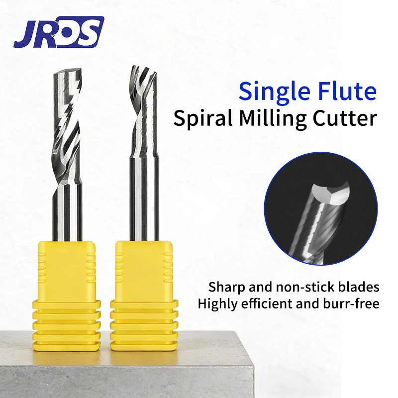 

JRDS 3A Solid Carbide Single Flute CNC Milling Cutter 3.175/4/6/8mm Aluminum Router Bit for Aluminum Composite Panel Woodworking