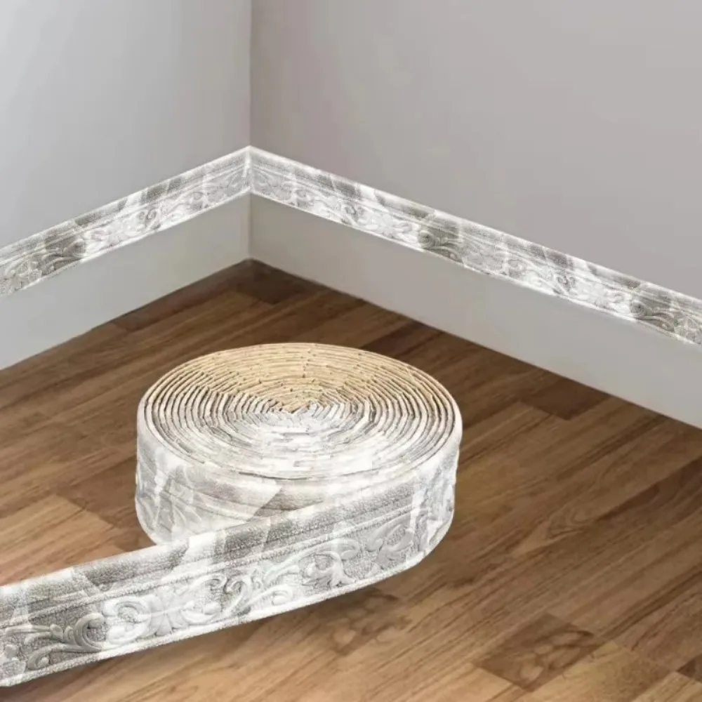 10M 3D Wall Trim Line Skirting Border Self-Adhesive Waterproof Baseboard Wall Sticker for Living Room Home Decoration