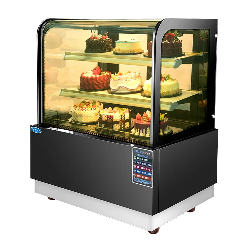 Commercial Custom Glass Refrigerated Display Freezer Pastry Showcase Cabinet Cake Merchandiser with LED Lights