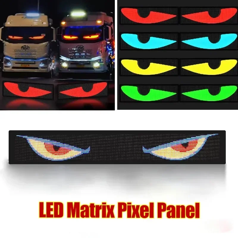 2 PCS Devil‘s Eye LED Animation Screen Light Car Windshield Screen USB Plug-in DIY App Control Flexible Scrolling Text Display