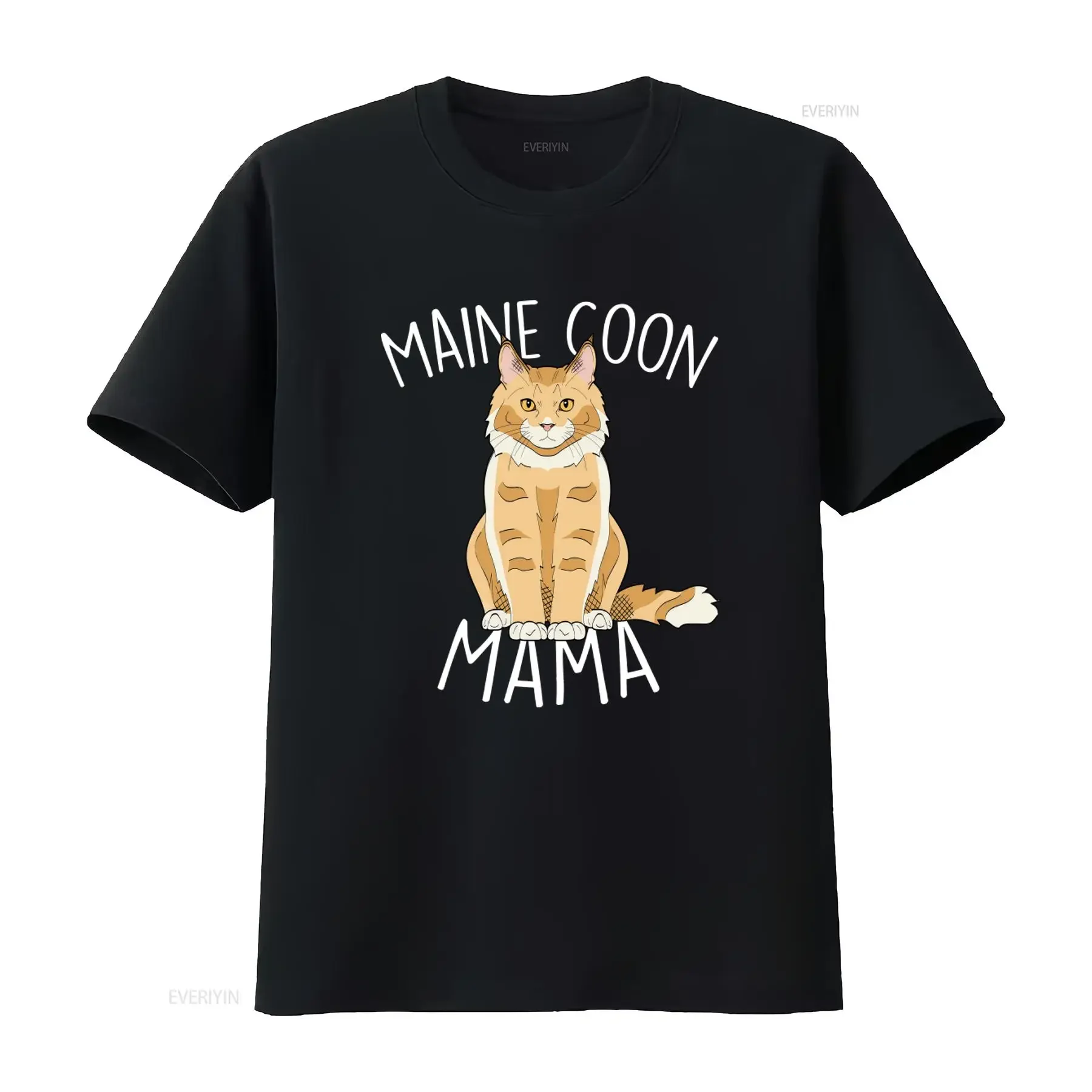 Maine Coon Mama T Shirt for Women Cat Lovers Cute Pet Mom Design with Red Ginger Print vintage Washed designer clothes Unisex