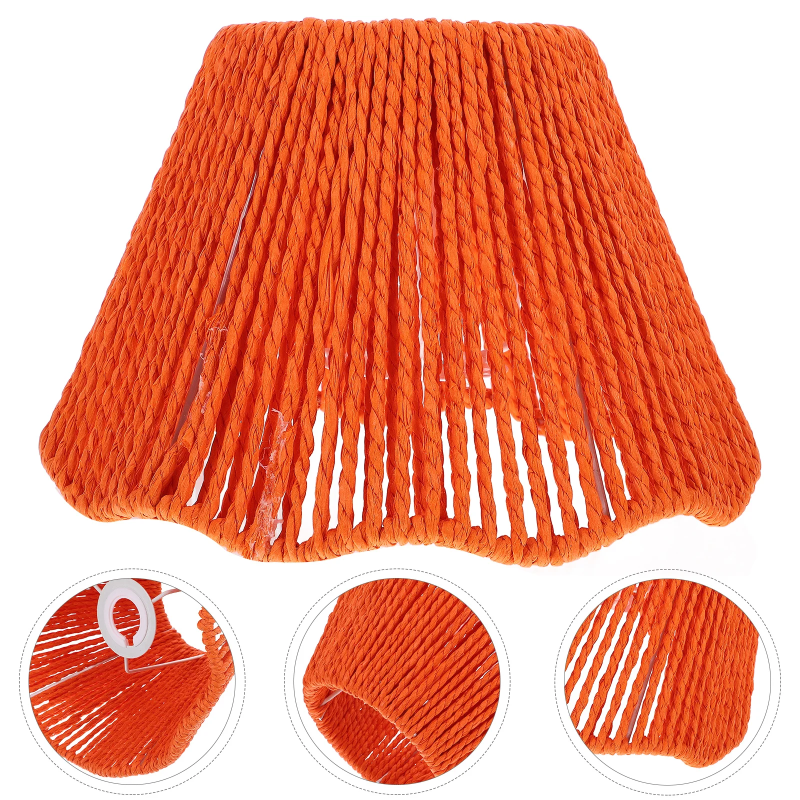 

Sturdy Durable Paper Rope Lamp Shade Hand Woven Iron Frame Fringe Design Home Decorative Light Cover For Indoor Hotel Cafe Bar