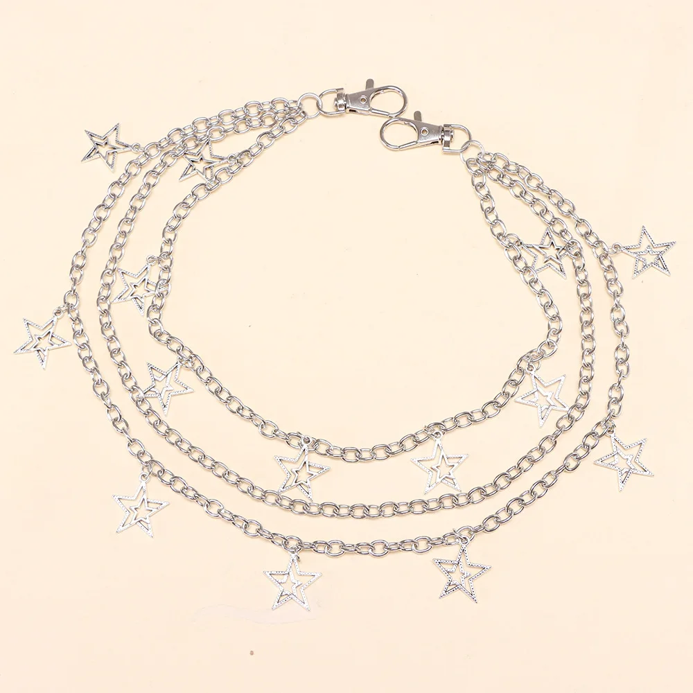 Hip Hop Punk Five-pointed Star Pendant Waist Chain Street Popular Metal Chain Personalized Butterfly Pants Chain